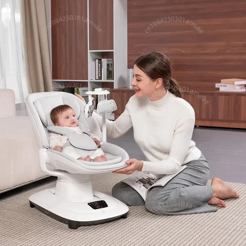 Electric Baby Soothing Chair Luxury Baby Rocking Chair  Connectable To APP  360° Rotating Baby Rocking Chair Adjustable Backrest