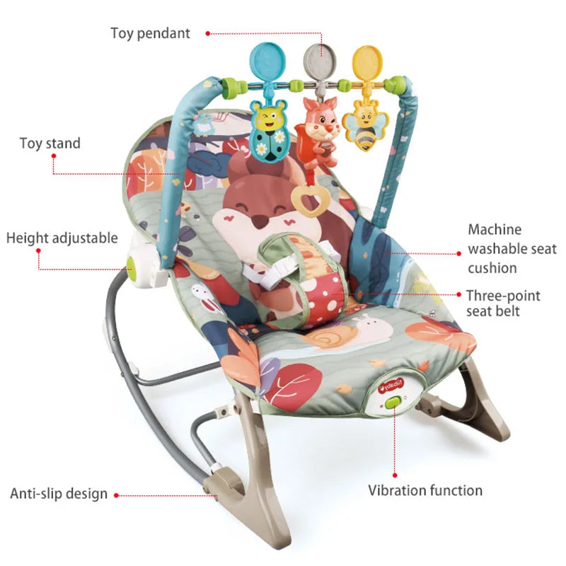 Baby Bouncer for Infant Newborn Rocking Chair 2 in 1 Infant Rocker With Music Baby Multifunctional Rocker Suitable For 0-3 Years