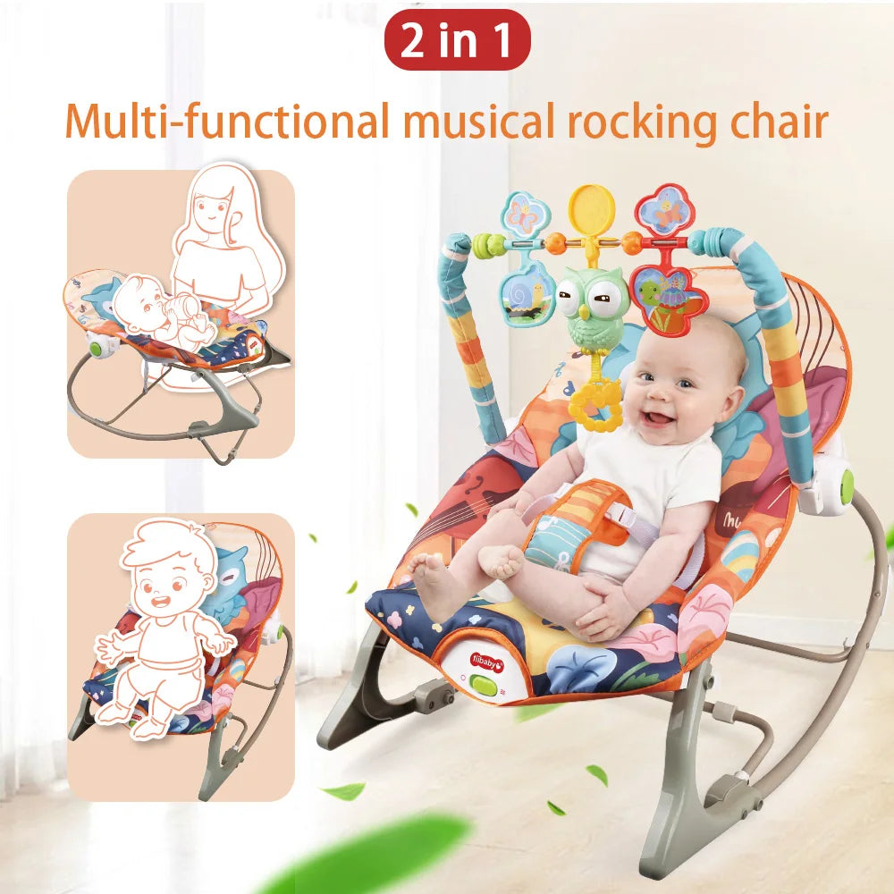 Baby Bouncer for Infant Newborn Rocking Chair 2 in 1 Infant Rocker With Music Baby Multifunctional Rocker Suitable For 0-3 Years