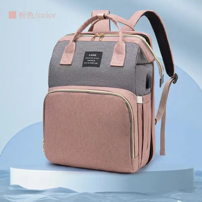 Folding Crib Diaper Backpack – Lightweight & Large Capacity Mommy Bag