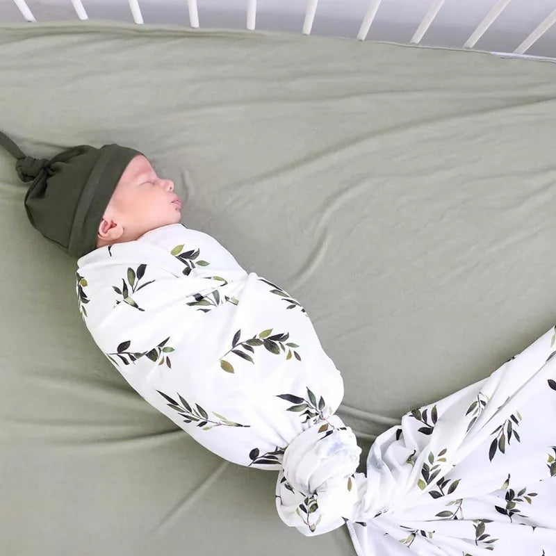 Organic Muslin Swaddle&Hat Set-Boho Rainbow Newborn Photography Props for Unisex Baby Boys&Girls,Birth Announcement Photo bebe
