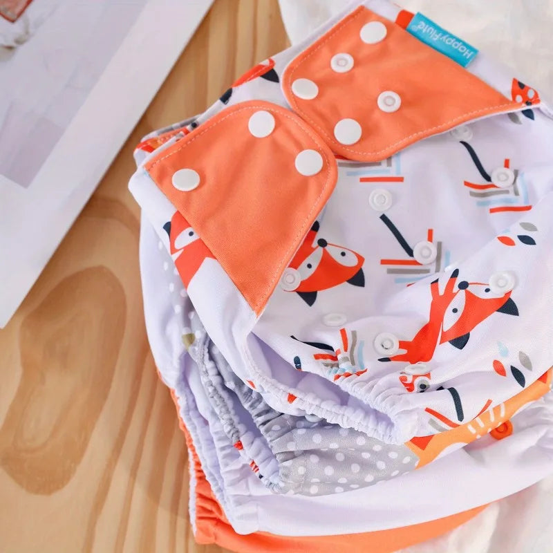 Reusable Pocket Cloth Diapers – 4-Pack Waterproof with Suede Lining