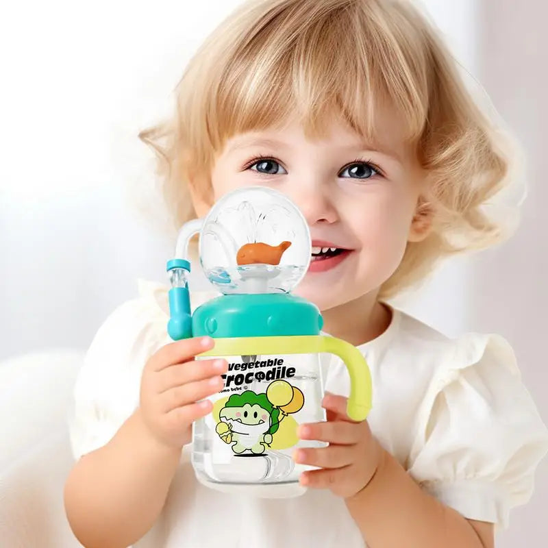 300ml Gravity Ball Straw Cup Leak-Proof Baby Training Cup Kids Water Bottle Leak Proof Spray Drinking Cup for Boys Girls