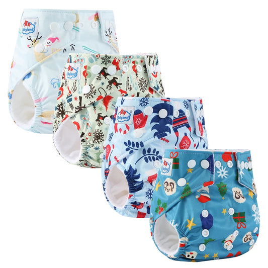 Babyland Cloth Diapers Reusable Washable Cloth Diaper for Baby Waterproof 4 Pack Eco Friendly Nappy Underwear for Sensitive Skin