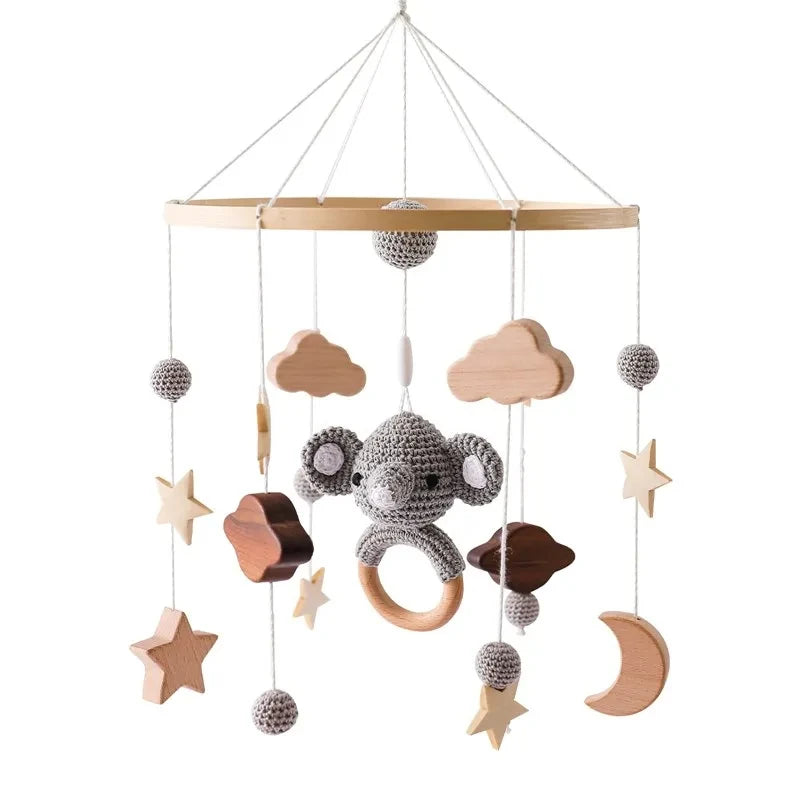 Revolving Music Box For Newborns Baby Crib Imitation Wood Color Hanging Rattle Baby Soothing Musical Toys 0-12 Months Baby Gift