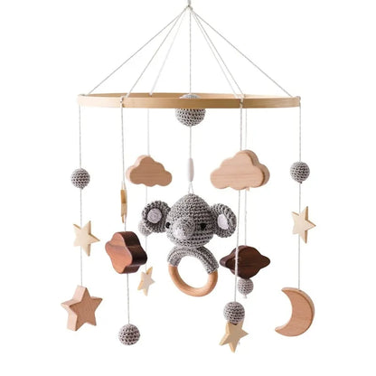 Revolving Music Box For Newborns Baby Crib Imitation Wood Color Hanging Rattle Baby Soothing Musical Toys 0-12 Months Baby Gift