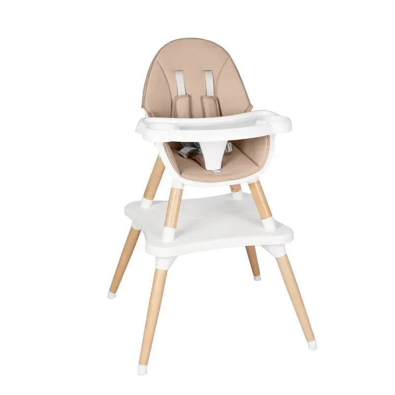 5-in-1 Baby feeding Chair for  to Toddler 4-Position Adjustable Wooden Eating Highchair with Seat Cushion Kids Chair