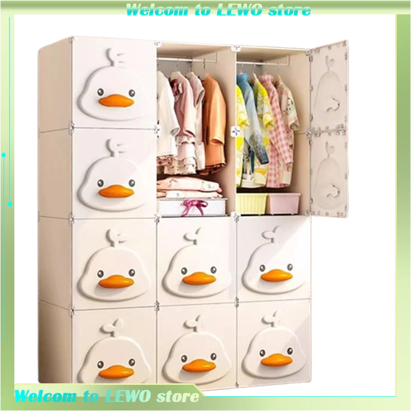 2025 Kids Wardrobe: Stainless Steel Storage Cabinet, Double Door Design Eco-Friendly & Child-Safe Easy Assembly Home Nursery