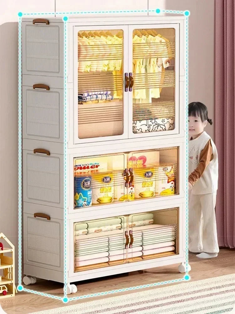 Baby’s Bedroom Closets Wardrobe Clothes Folding Bins Transparent Visual Cabinets Stable Load-bearing Clothes Organizer Rack