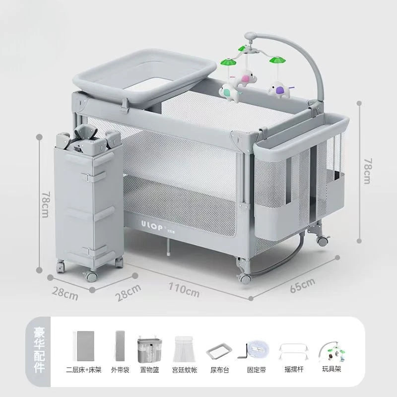 Foldable Baby Crib with Changing Table Convertible Bedside Bassinet Rocker Newborns Baby Sleeping Basket Baby Nest Bed Boy Girl