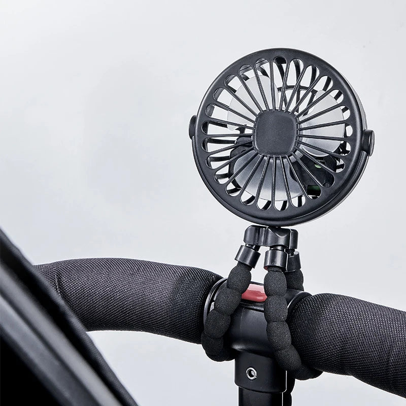 Baby Stroller Fan Mini Portable Outdoor Fan USB 3 Speed Flexible Octopus Fan Tripod Clip on Handheld Fan for Stroller Crib