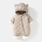 Autumn Winter Kids Boys Rompers Cotton Padded Bear Printed Thicken Newborn Boys Bodysuits Warm Argyle Hooded Infant Boy Jumpsuit