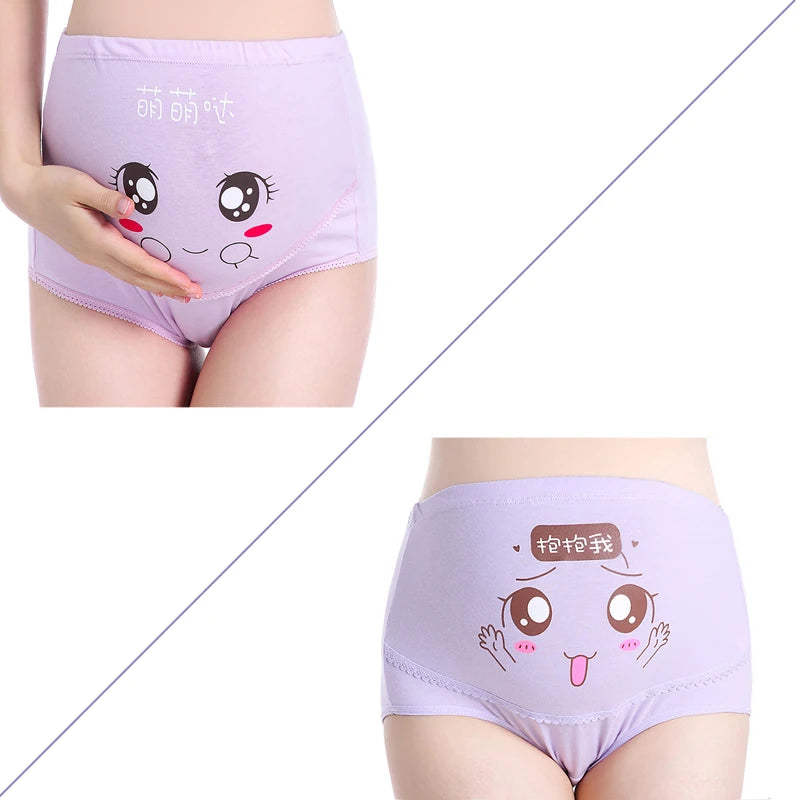Cotton High Waist Maternity Briefs Adjustable Belly Panties Cartoon Printing Eye Clothes For Pregnant Women Pregnancy Intimates