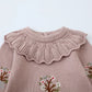 Combinaison bébé fille automne, barboteuse tricotée, broderie à volants, vêtements de nouveau-né, combinaison bébé fille