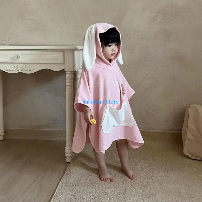 Baby Hooded Baby Towel Soft Bath Towel with Long Ears/Small Bear Pattern Gift 62CF