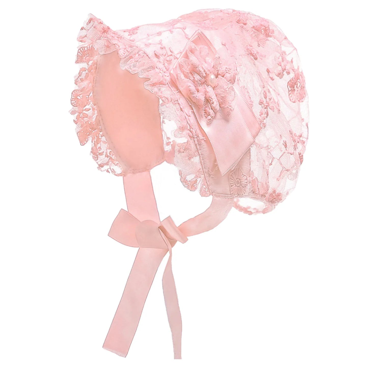 Embroidered Lace Ruffle Cap for Newborn Baby Photography
