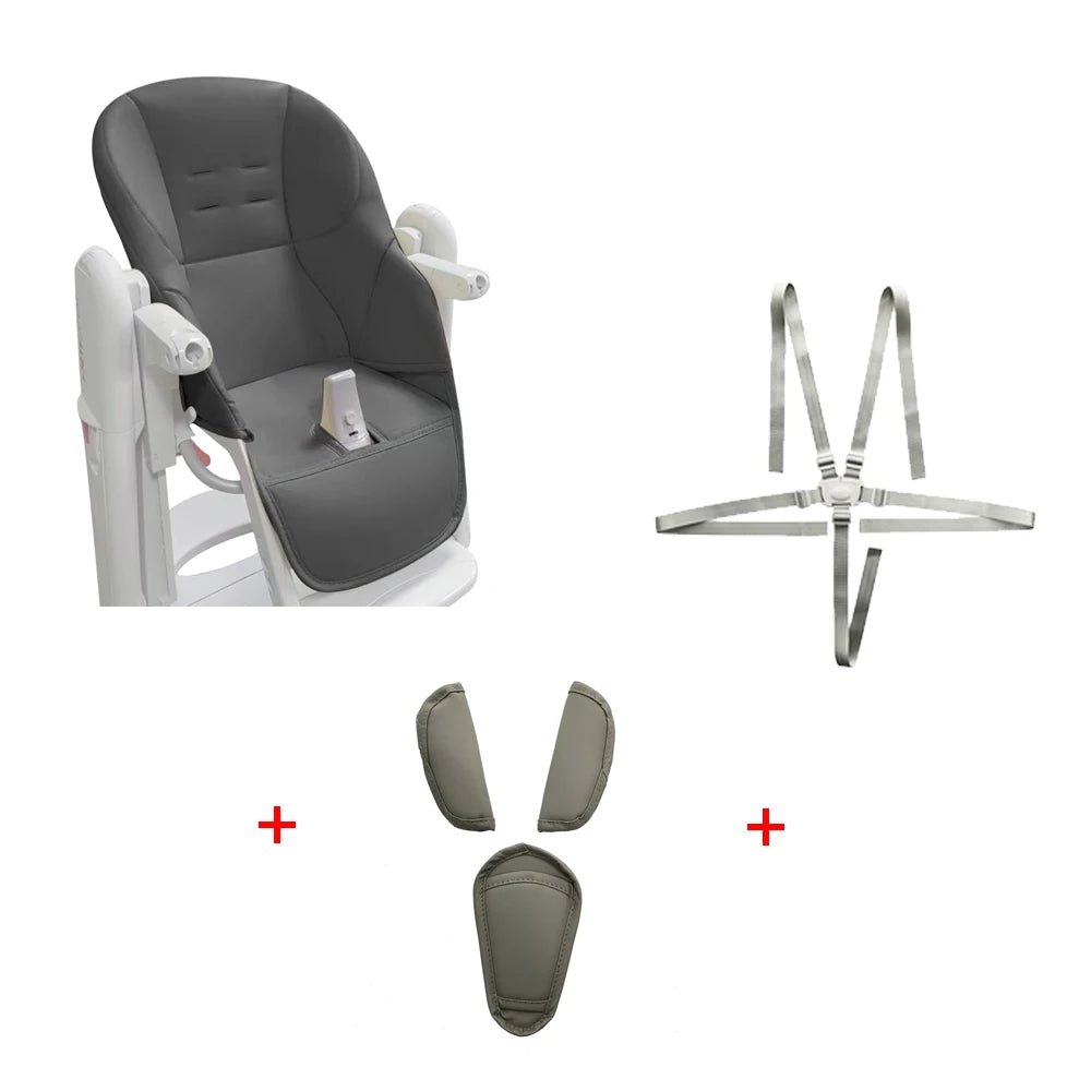 Baby Seat Cushion With 5 Points Harness And Shoulder Crotch PAD PU Leather Cover Customized For Peg Perego Tatamia Highchair
