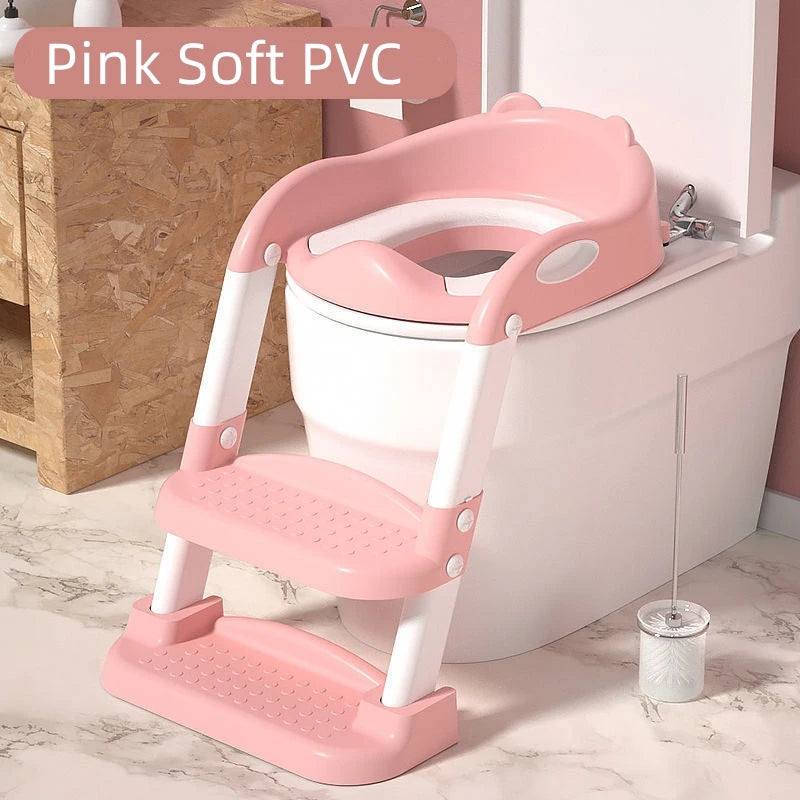Children's Potty Training Seat – Folding Toilet Ladder with Adjustable Step Stool