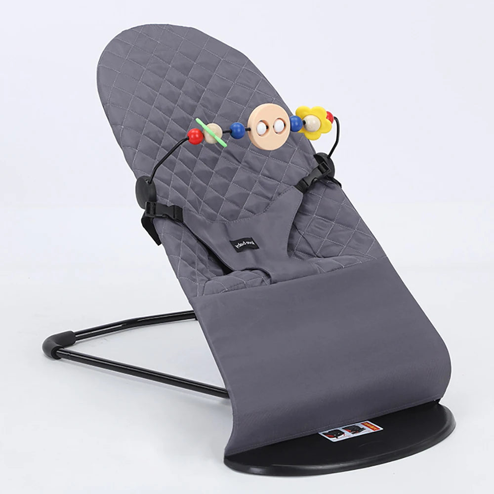 AnGku Baby Rocking Chair Foldable Baby Swing Chair for 0-12 Months Three-speed Height Adjustment Baby Bouncer with Toys