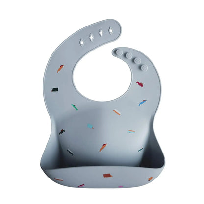 Adjustable Waterproof Silicone Baby Bib with Crumb Pocket