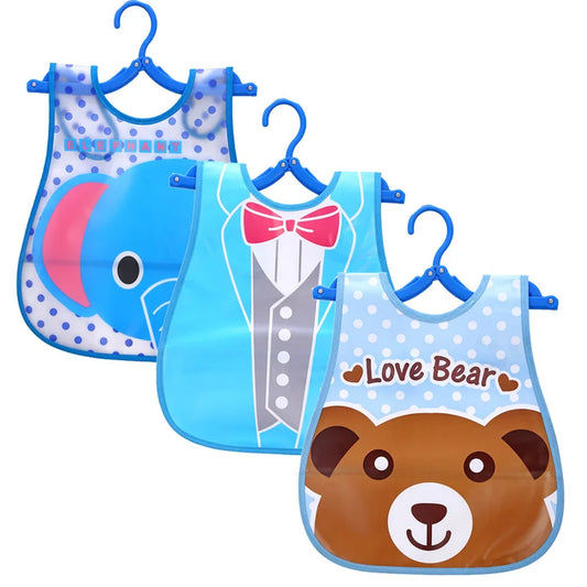3 PCS/Lot Waterproof Baby Bibs for Infant Toddler Boys Girls Sleeveless Feeding Apron Cartoon Animals Child Kids Bib