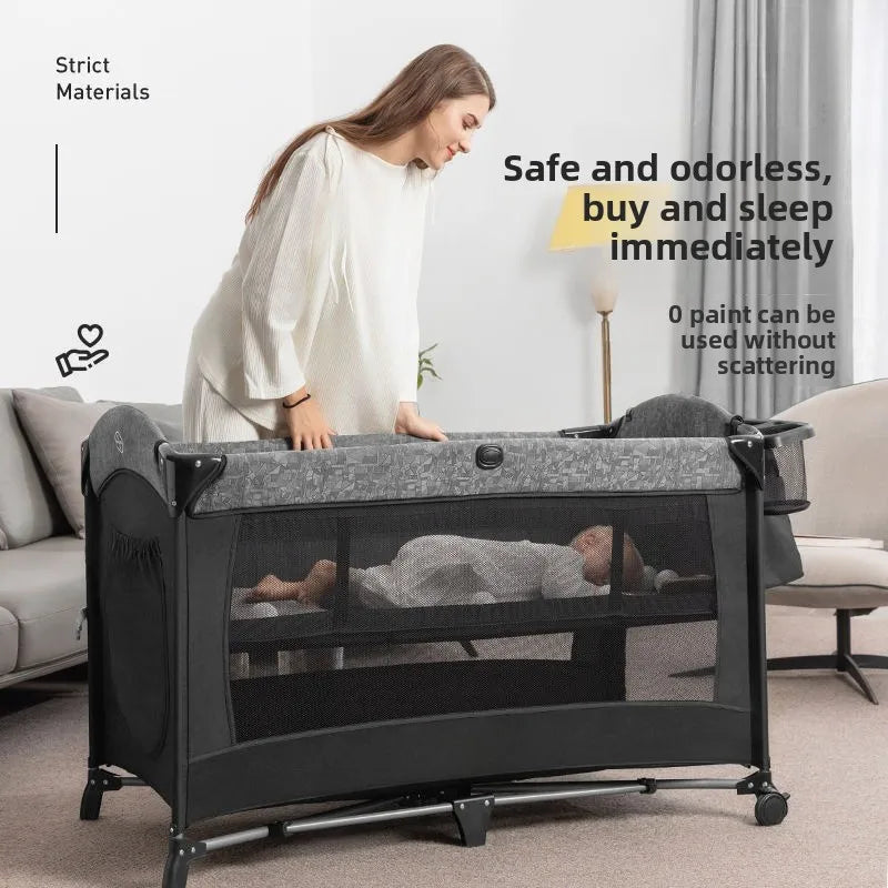Foldable Baby Crib with Changing Table Convertible Bedside Bassinet Rocker Newborns Baby Sleeping Basket Baby Nest Bed Boy Girl
