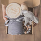 Newborn Bath Gift Set – Cotton Blanket, Milestone Cards & Rattle
