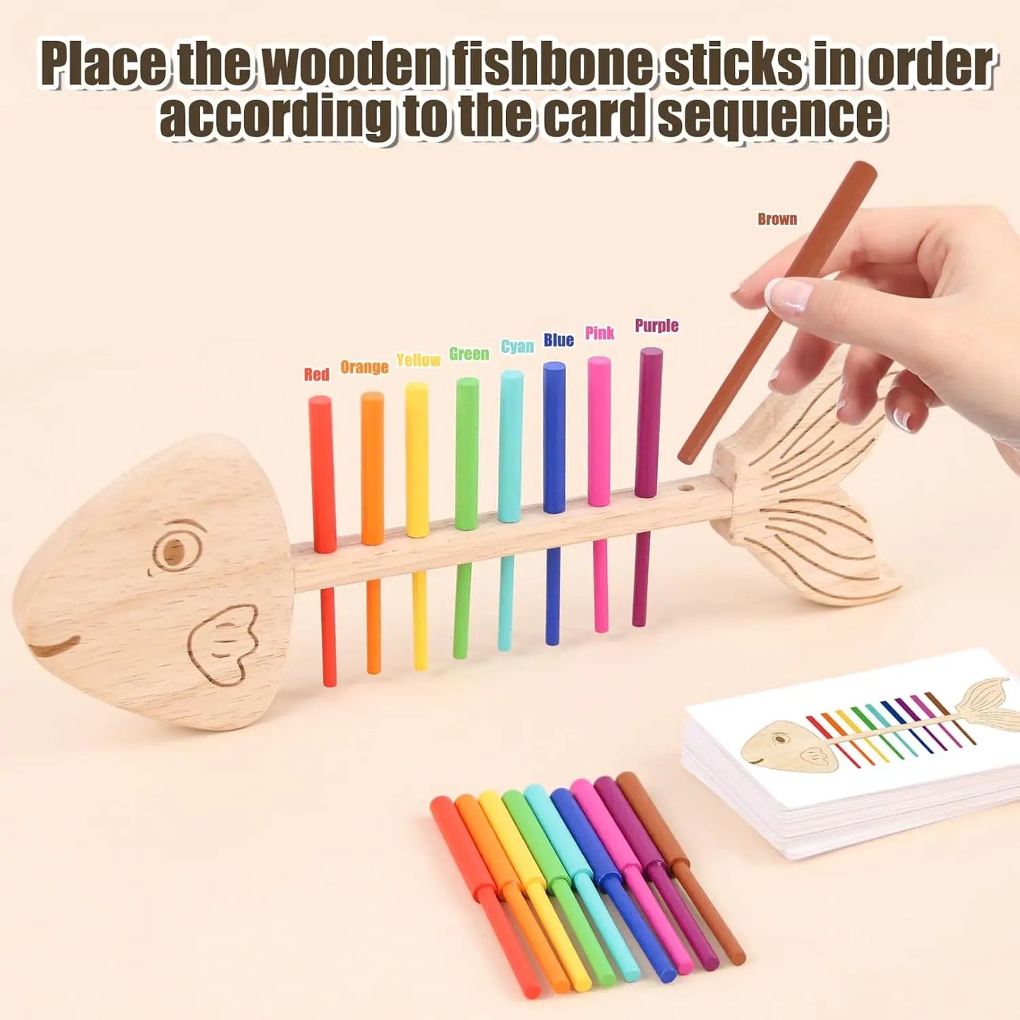 Montessori Fish Bone Matching Puzzle Toy Color Classification and Sensory Matching Game Children's Growth Gift Toy