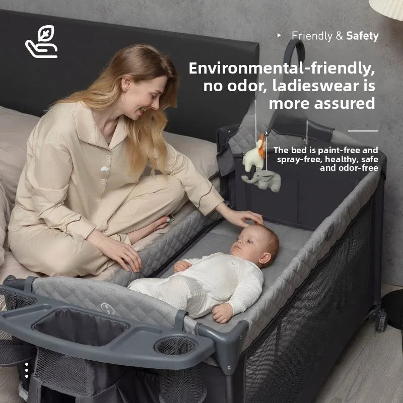 Foldable Baby Crib with Changing Table Convertible Bedside Bassinet Rocker Newborns Baby Sleeping Basket Baby Nest Bed Boy Girl