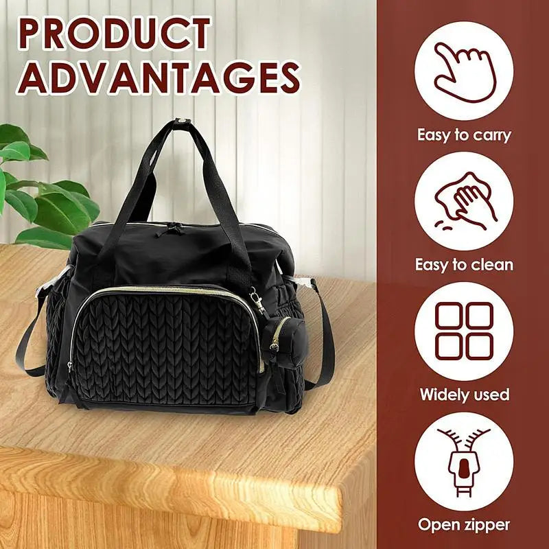 Large Mommy Tote Diaper Bag – With Pacifier Case & Travel Accessories
