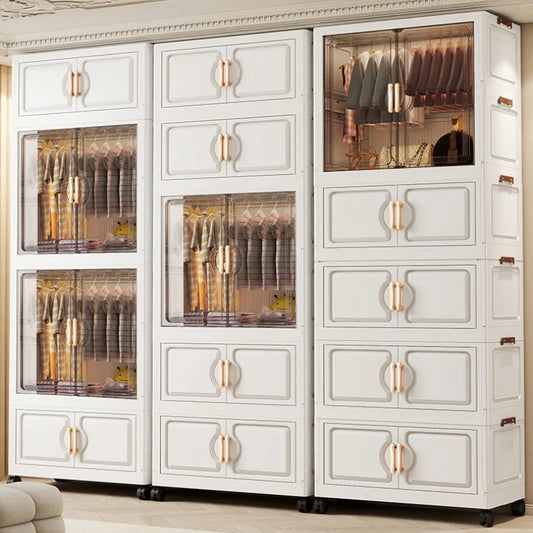 Children's Wardrobe Storage Cabinet Living Room Foldableable Bedroom Container Bins Large Capacity Baby Wardrobe Multi-Function