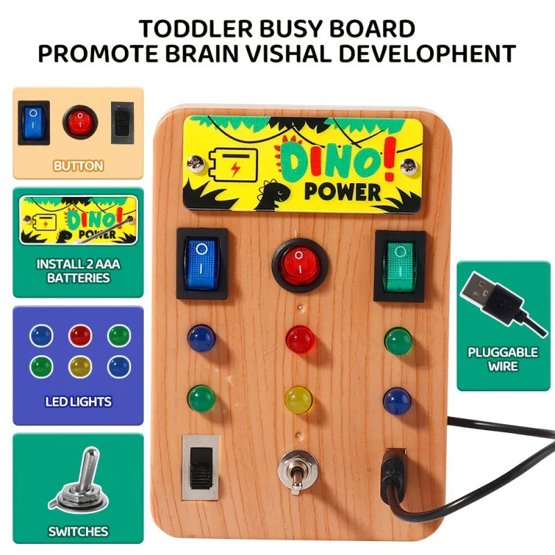 Children's Montessori LED light busy board simulation switch power board light button intelligence early education learning toys