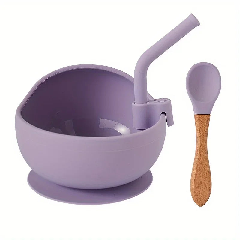 Baby Kitchenware – Silicone Bowl with Spoon & Straw Set