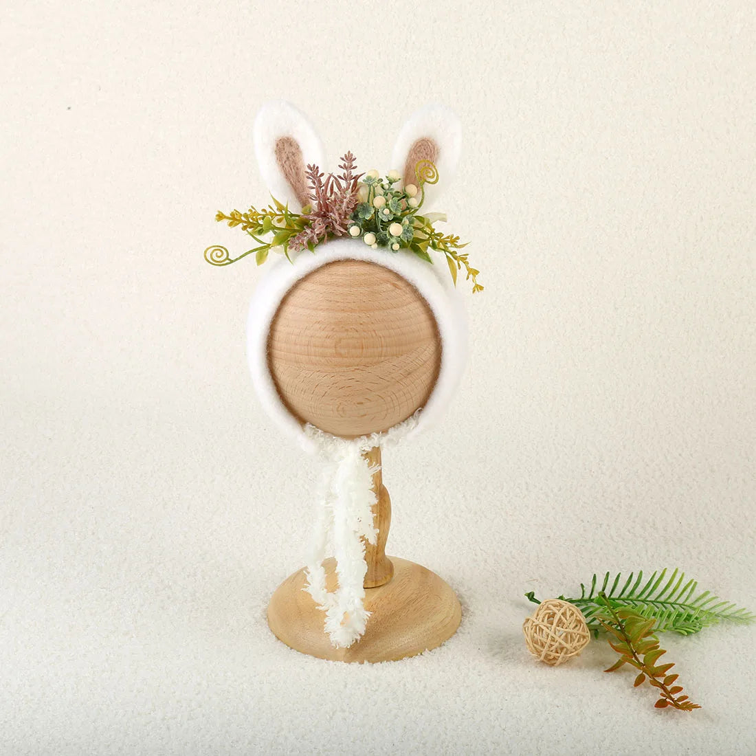 Cute Fox Flower Bonnet Newborn Wool Felt Photo Prop