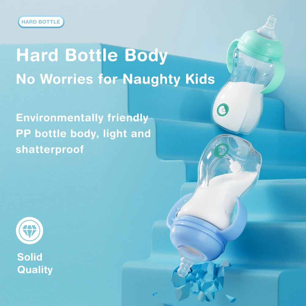 180/330ML Baby Bottle Newborn Baby Bottle  Feeding Cup with Gravity Ball Milk Bottle Baby Bottles Double Handle