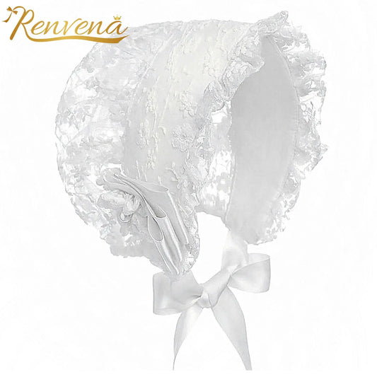 Embroidered Lace Ruffle Cap for Newborn Baby Photography