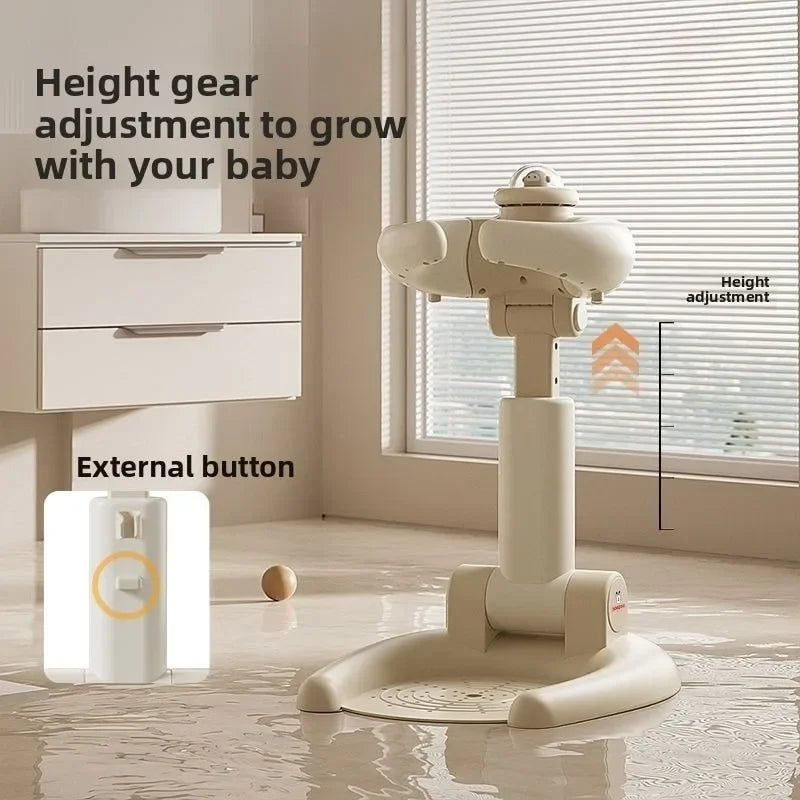 Baby Standing Bath Shower Station Infant Toddler Foldable Multi-Function Adjustable Hair Bottom Washing Portable Lightweight