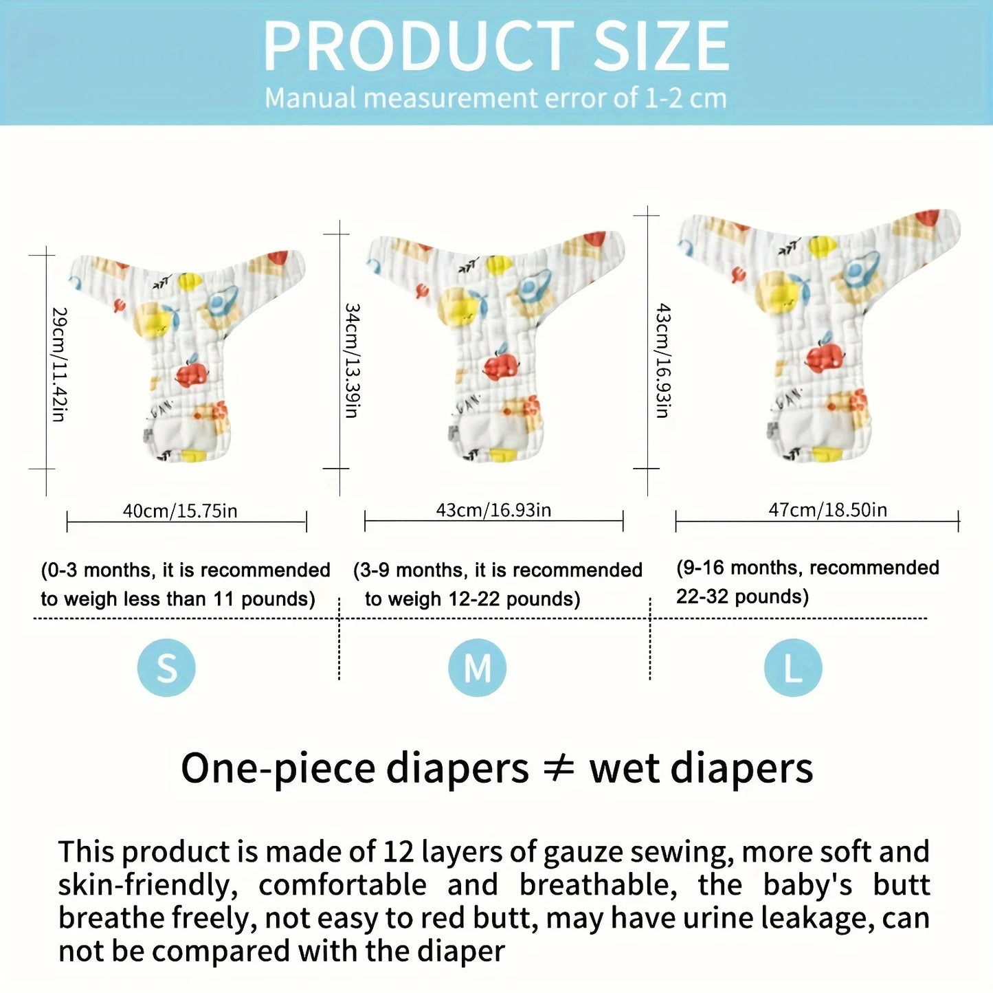 5-Pack Washable Baby Cloth Diapers