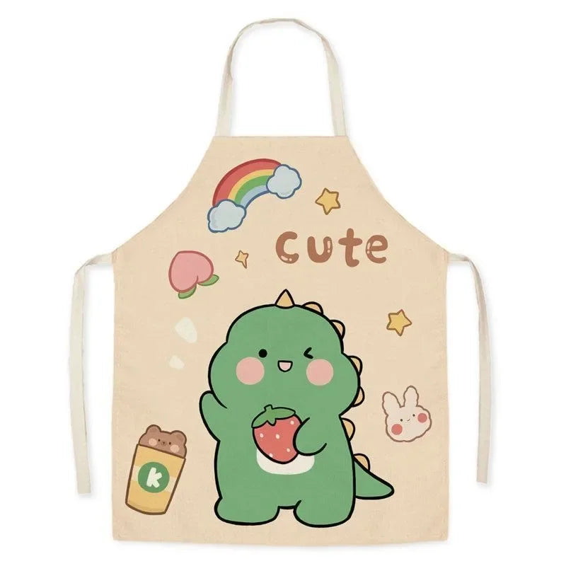 Cute little dinosaur bear rabbit pattern apron home linen children's cleaning apron kitchen cooking baking bib