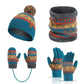 4pcs/Set Children's Knitted Hat Thick Warm Neck Scarf Gloves Mittens Outdoor Playing For Cold Weather Winter Necessearies