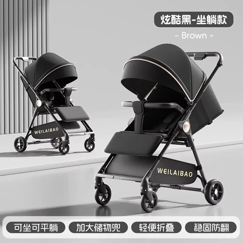2025 New High-view Lightweight Stroller Foldable, Can Sit or Lie Down Portable Travel Stroller for Children