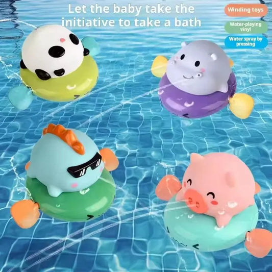 Pull & Go baby bath toys, pink little pig, cute swimming pig, water spray toy,  bathtub toy, suitable for young children to use