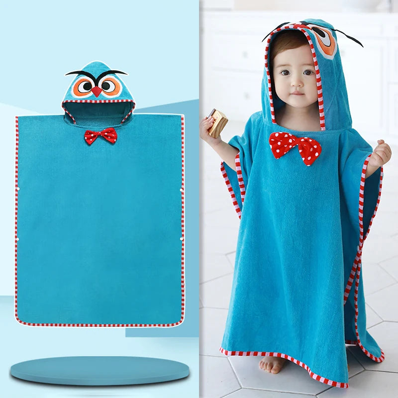 Kids Poncho Towels Hooded Bathrobe - Cotton Absorbent for Baby Shower, Height 80-170cm Boys Girls Children Cartoon Swim Bathing