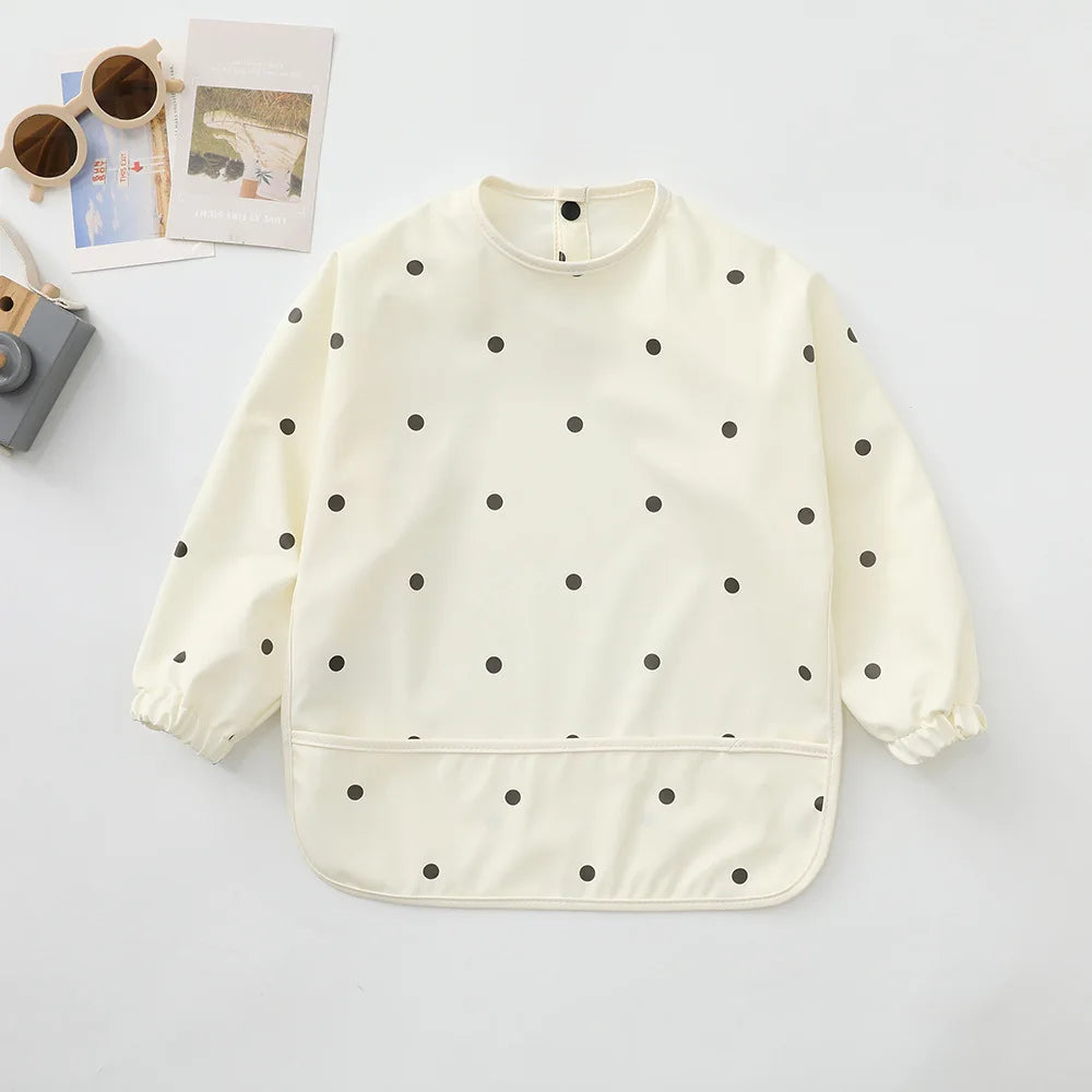 Erduo Newborn Baby Waterproof Feeding Baby Soft Cloth Fabric Bibs Infant Apron Long Sleeve School Food Bib Eating Accessories