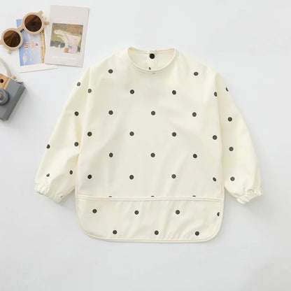 Erduo Newborn Baby Waterproof Feeding Baby Soft Cloth Fabric Bibs Infant Apron Long Sleeve School Food Bib Eating Accessories