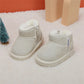 New Winter Baby Snow Boots Leather Warm Plush Infant Shoes Zip Side Soft Sole Fashion Toddler Boys Girls Boots 15-25