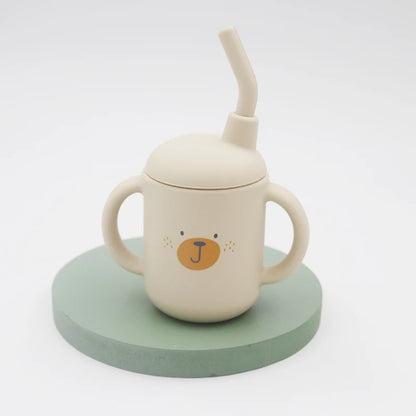 Gobelet d'apprentissage en silicone pour bébé de 120 ml, motif dessin animé – Sans BPA, anti-fuites