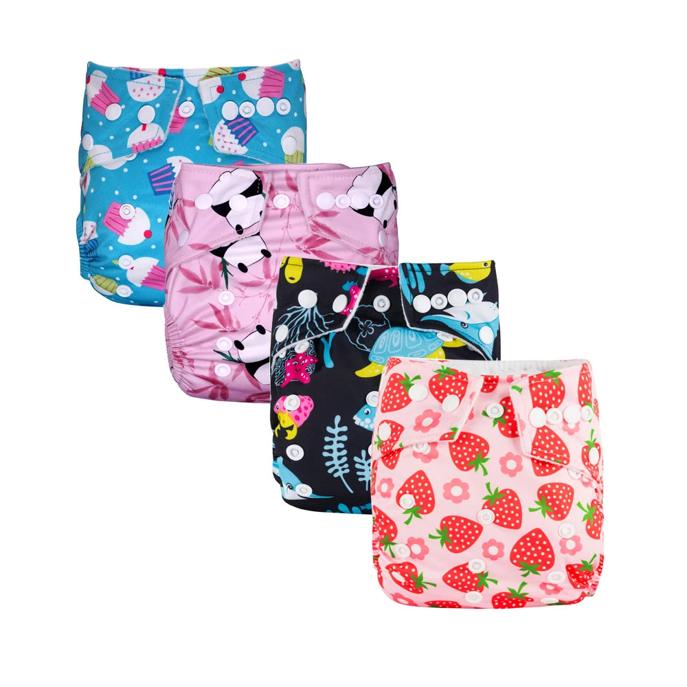 Babyland Reusable Cloth Diapers – 4-Pack Waterproof & Eco-Friendly for Sensitive Skin