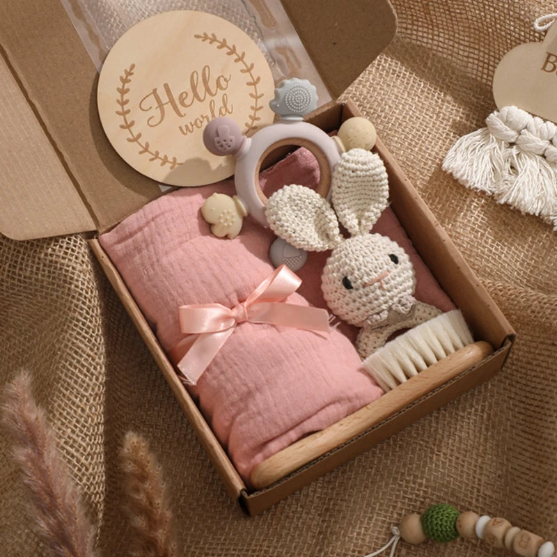 Baby Bath & Teether Gift Set – Silicone Toys, Rattle & Milestone Cards