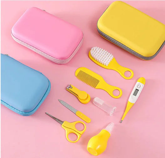 Baby nasal inhaler Nail scissors cartoon set Daily cleaning Supplies Care bag Baby Care EVA bag 8-piece set